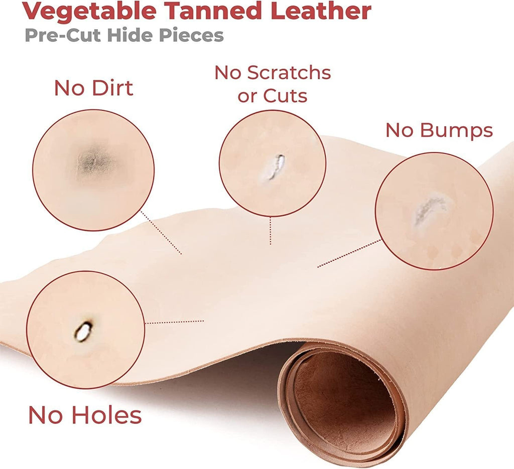 8-9 oz (3.2-3.6mm) ELW Vegetable Tanned | Full Grain Import Cowhide Leather Side - Perfect for Tooling, Molding, Engraving, Dyeing, & Stamping