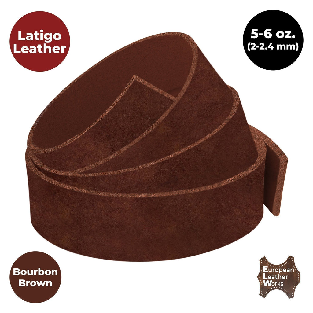 ELW Latigo Leather 5-6 oz. (2-2.4mm) Straps, Belts, Strips 72" Length Full Grain Leather Cowhide DIY Arts & Craft Projects, Clothing, Jewelry, Wrapping