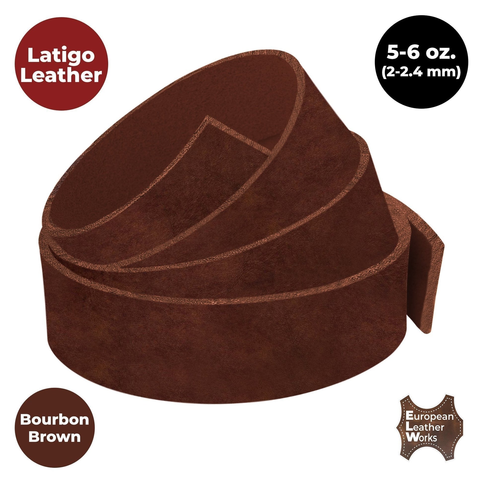 ELW Latigo Leather 5-6 oz. (2-2.4mm) Straps, Belts, Strips 72" Length Full Grain Leather Cowhide DIY Arts & Craft Projects, Clothing, Jewelry, Wrapping