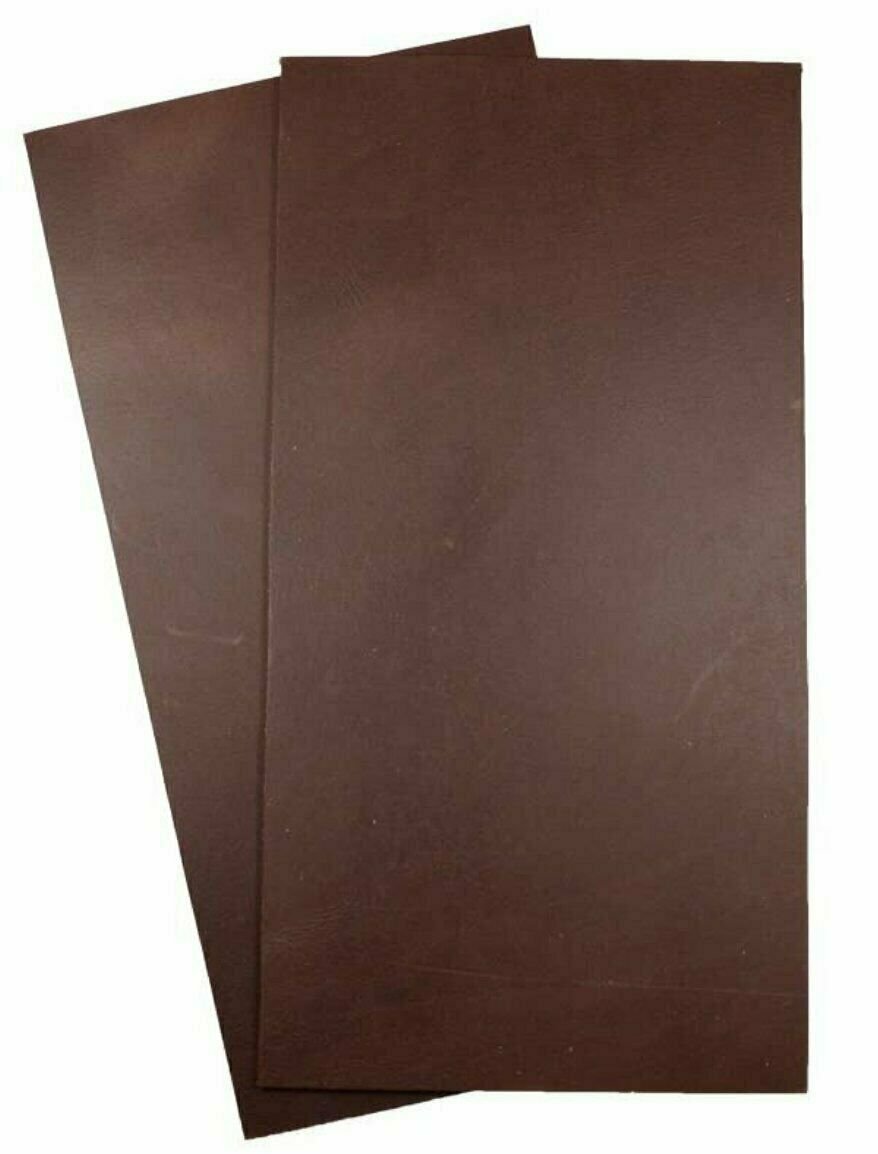 5/6 oz (2.0mm) Full Grain Leather 12"x6" Set of 2 Tooling Crafts Cowhide - Brown