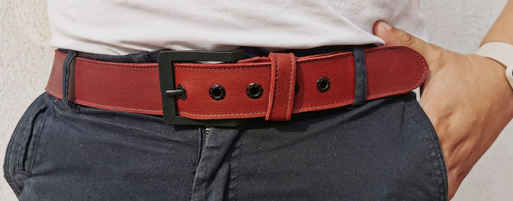 ELW Rustic Heavy Duty Full Grain Leather Belt for Men - Size 1.5”(3.8 cm) Wide & 32" to 46" Length