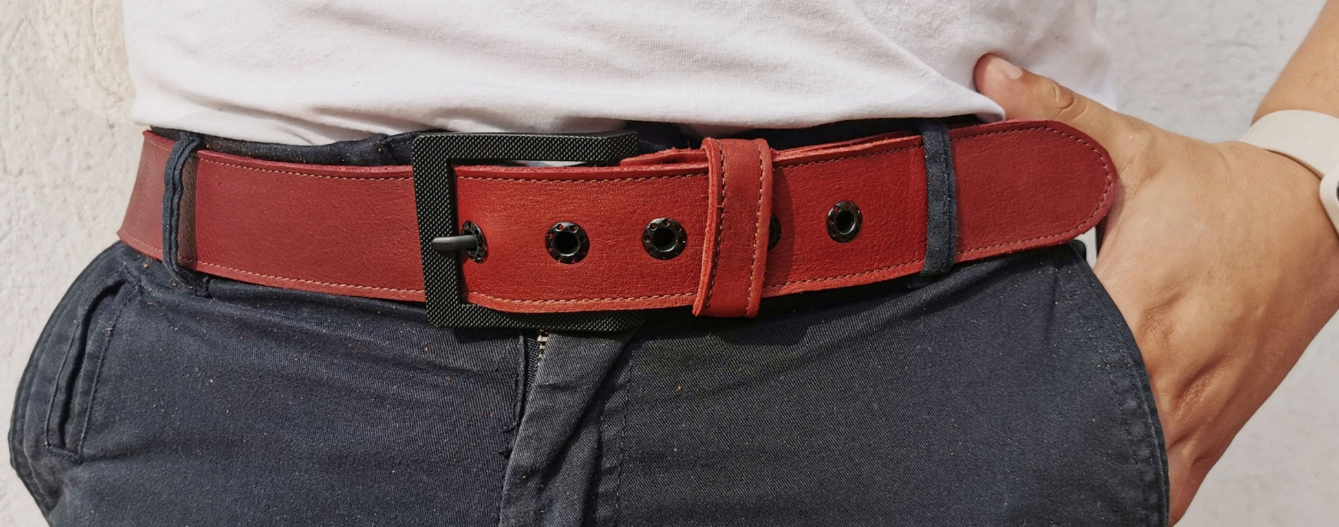 ELW Rustic Heavy Duty Full Grain Leather Belt for Men - Size 1.5”(3.8 cm) Wide & 32" to 46" Length