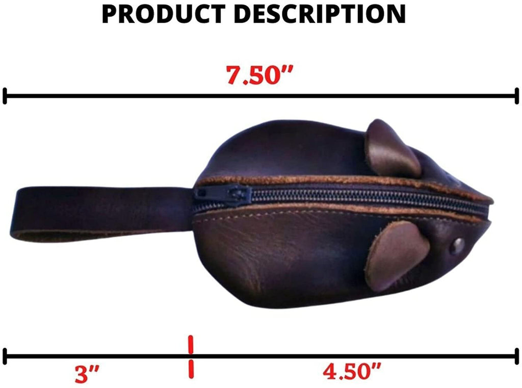 Mouse Coin Purse, Handmade Genuine Full Grain Leather with Rustic Cute Design, Perfect gift, Change Pouch Wallet