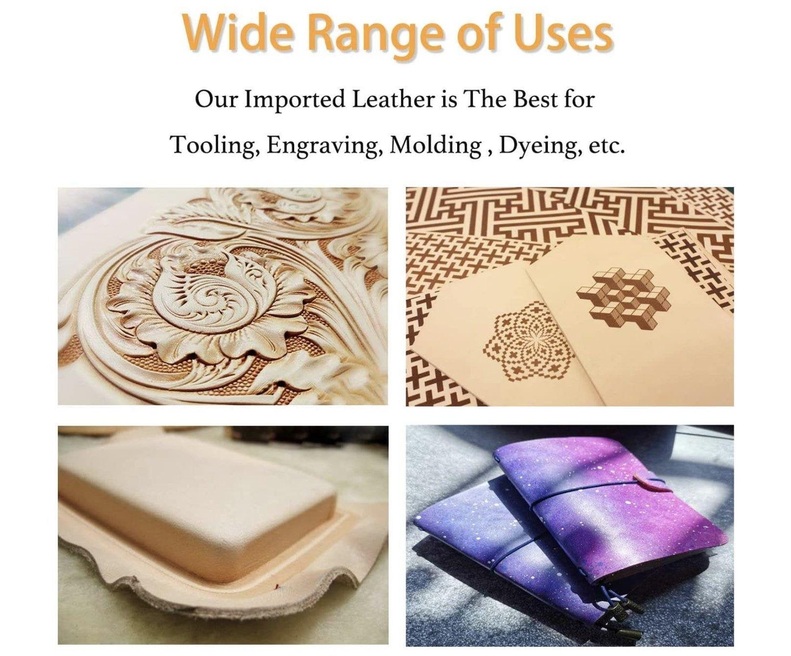 ELW 2 LB Vegetable Tan Tooling Natural Cowhide Leather Scraps Lightweight 3-6 oz. (1-2.4mm) Mixed Bag, Thick Tooling Leather, Leathercraft, Crafting Leather!