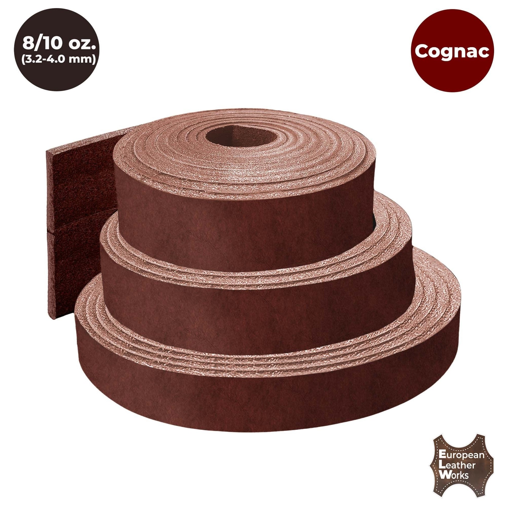 ELW Vegetable Tanned Leather 8-10 oz (3.2-4mm) 84" Length Straps, Belts, Strips Full Grain Veg Tan Tooling Leather Cowhide Heavy Craftsmen Grade AB for DIY, Tooling, Carving
