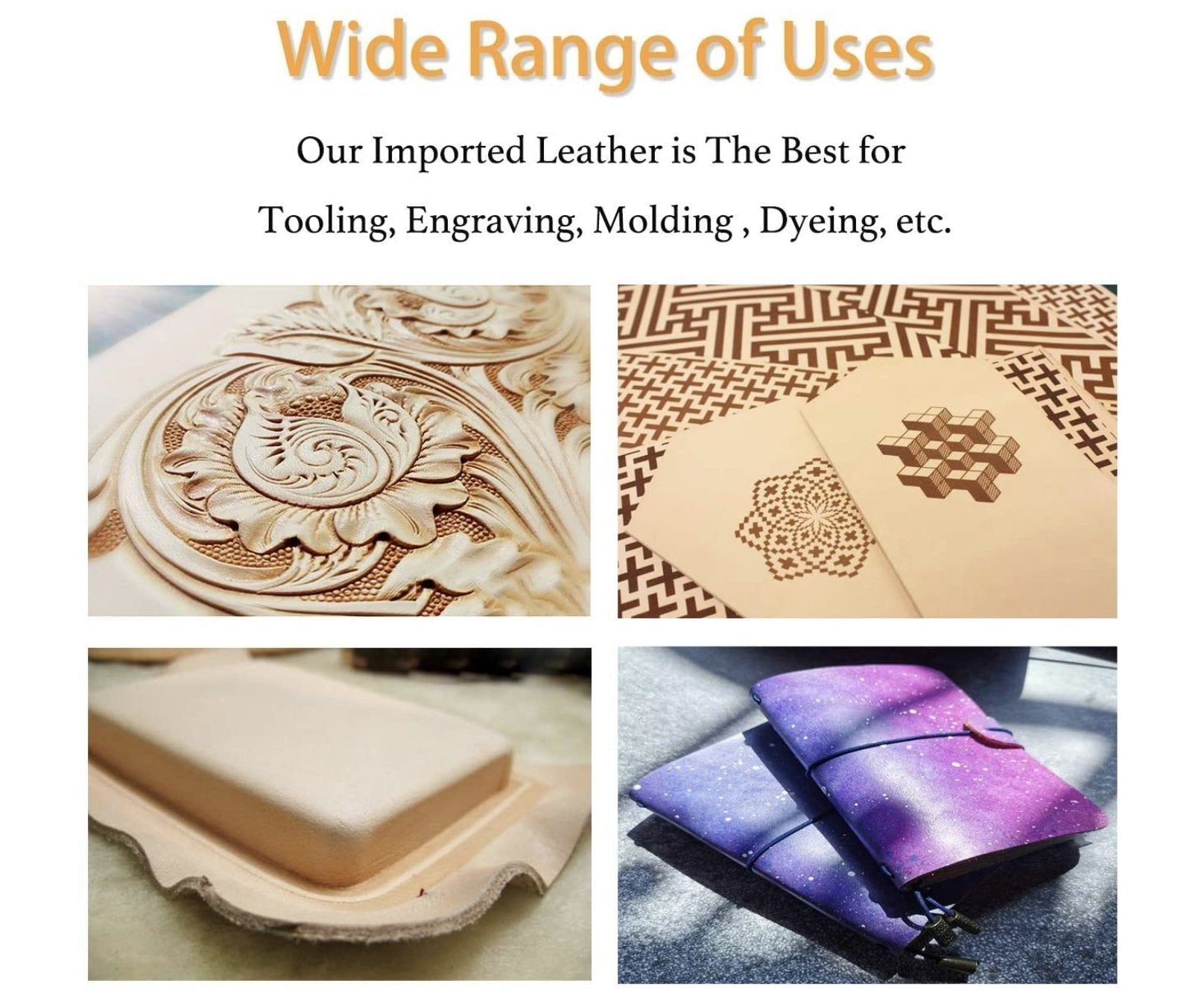 Veg Tan Tooling Leather 2 Piece Special Price 9/10 oz (3.6-4mm) Pre-Cut Shapes 6" to 48" Import AA Grade Natural Cowhide Leathercraft, Molding, Holster, Armour, Projects, Repair, Lining