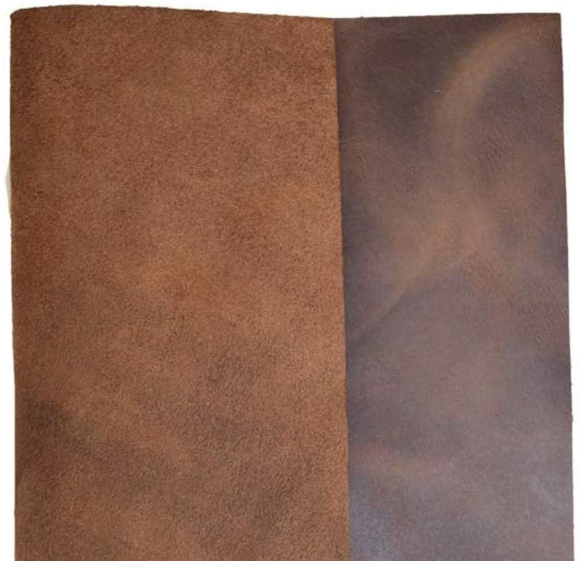 4-6 oz. (1.8-2.4mm) Bourbon Brown Full Grain Leather 16"×18" - Natural Cowhide for Crafts, Wallets, Tooling & Projects