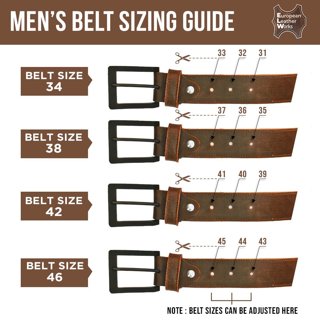 ELW Rustic Heavy Duty Full Grain Leather Belt for Men - Size 1.5”(3.8 cm) Wide & 32" to 46" Length