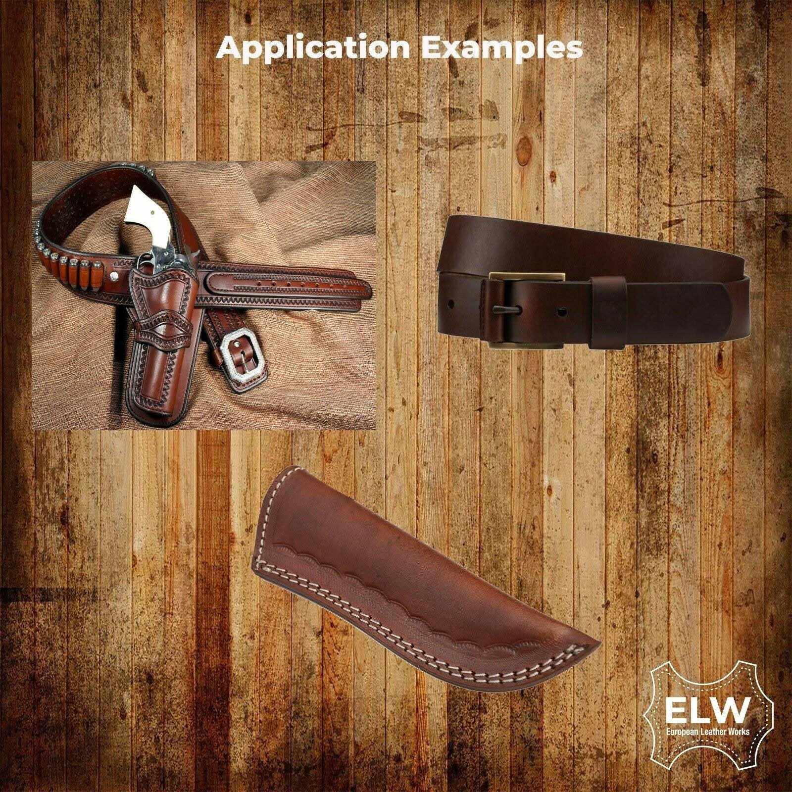 Import Tooling Leather 5/6 oz (2-2.4mm)  Full Grain 100% Cowhide PreCut Sizes 6" to 48" - Medium BROWN