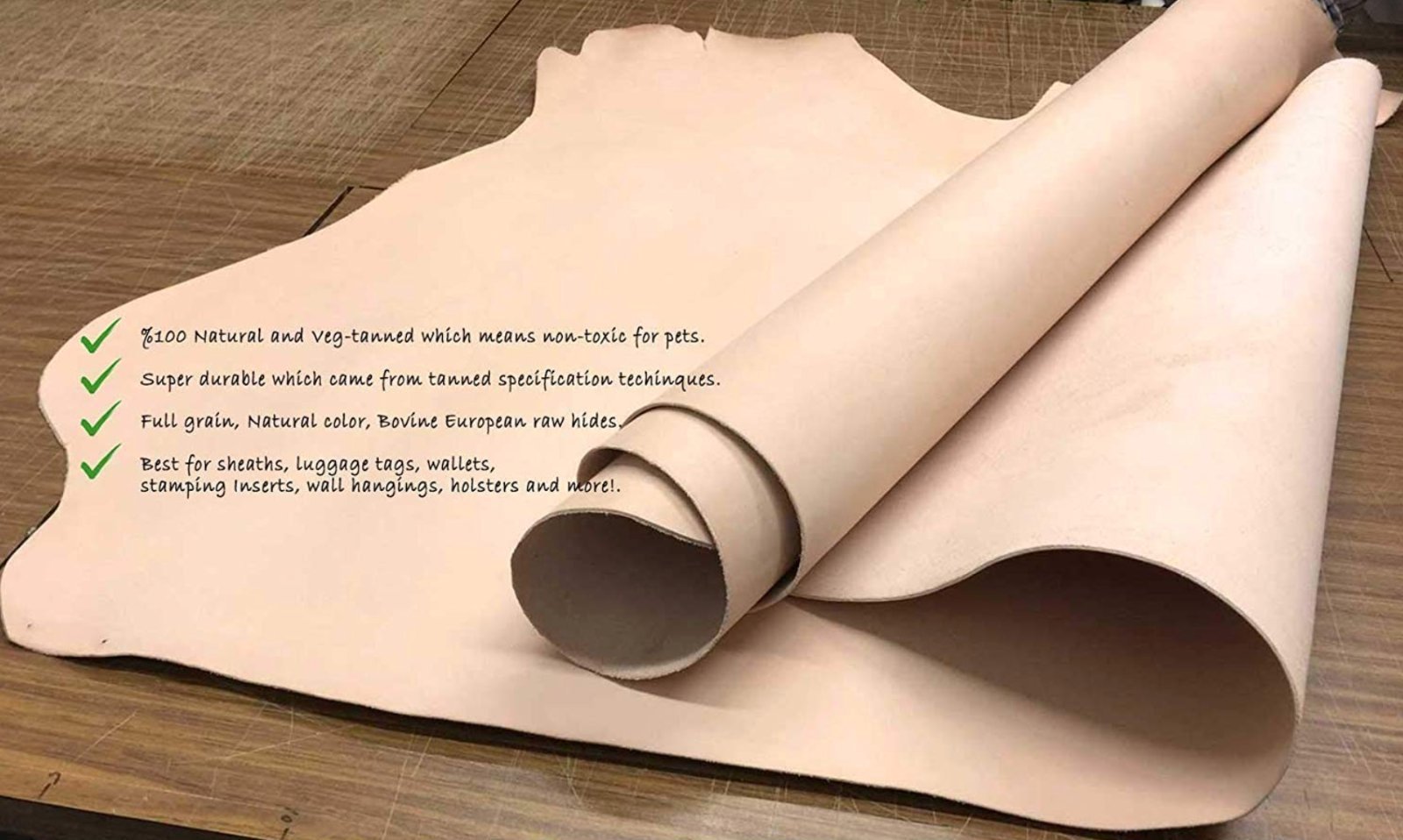 Full Grain Veg Tan Cowhide Leather Double Shoulder 8-10ft 7-9oz Craftsman Grade