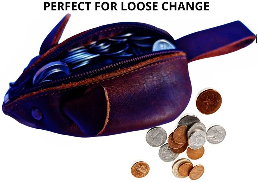 Mouse Coin Purse, Handmade Genuine Full Grain Leather with Rustic Cute Design, Perfect gift, Change Pouch Wallet