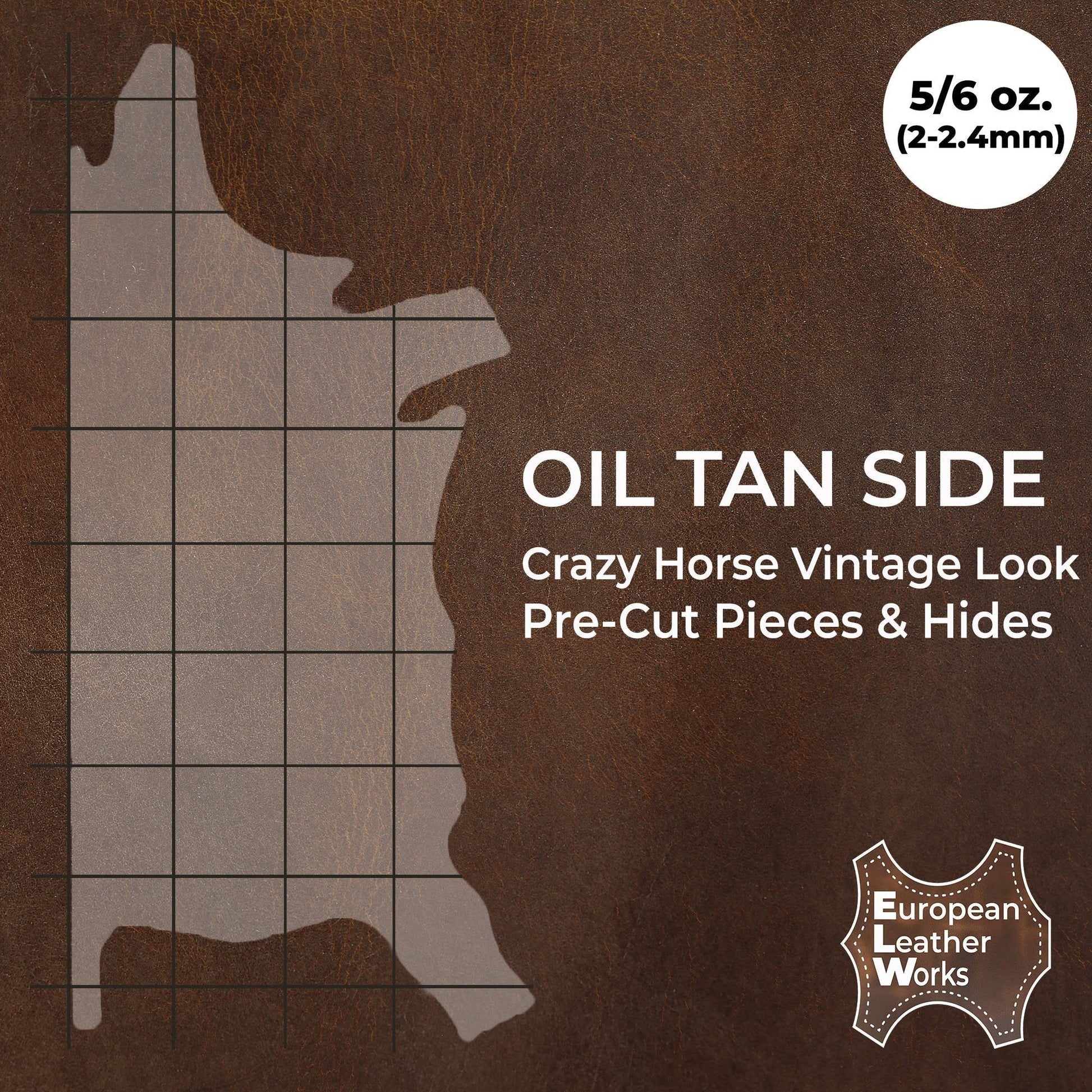 5-6 oz (2-2.4mm) Sable Brown Cowhide  Leather - Full Grain - Pre-Cut Sizes & Hides