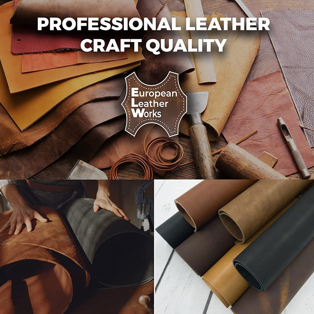 ELW Genuine American Leather Bison 8-9 oz (3.2-3.4mm) Pre-Cut - 4 to 23 SQ FT -Full Grain Leather Bison Hide DIY Craft Projects, Bag, Chap, Motorcycle, Clothing, Jewelry, Moccasins