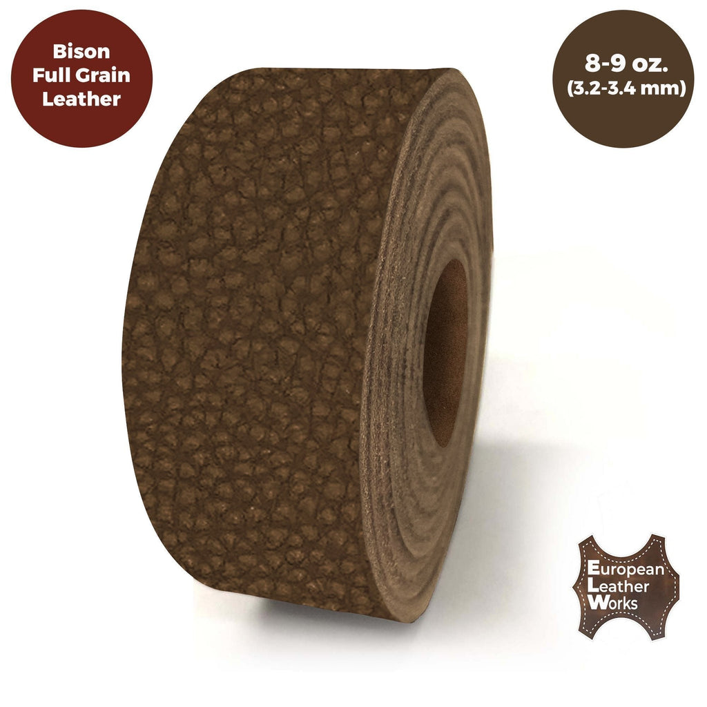 ELW Genuine American Leather Bison 8-9 oz (3.2-3.4mm) Thickness 50" Length Straps, Belts, Strips  Full Grain Hide DIY Craft Projects, Bag, Chap, Moccasins, Jewelry, Wrapping