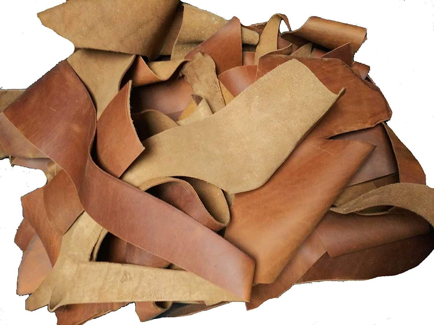 ELW Genuine Natural Full Grain Leather 5 lbs Sizes Scraps, Trimming 5/6 OZ (2-2.4mm) Perfect for Leather Crafts, DIY, Accessories, Sheaths, Holsters, Repair : Tobacco Brown