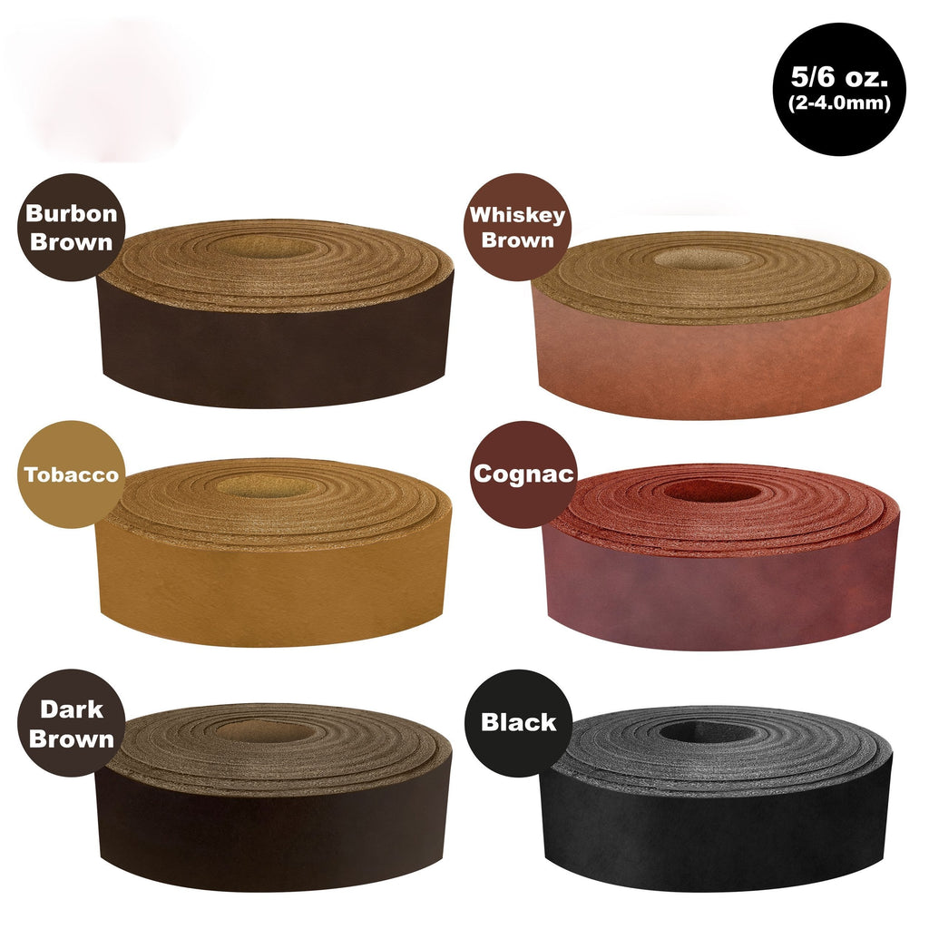 ELW 5-6 oz (2-2.4mm) Straps, Belts, Strips 50" Length - Full Grain Leather Crazy Horse Belt Medium DIY Craft, Pet Collars, Blanks, Accessory, Jewelry, Wrapping
