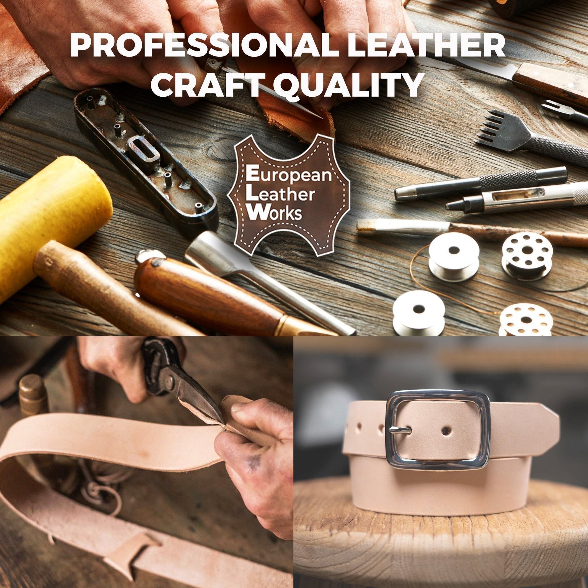 9-10 oz. (3.4-4 mm)  ELW Leather Blank Belt & Straps - Cowhide Vegetable Tanned 40" to 84" Lengths
