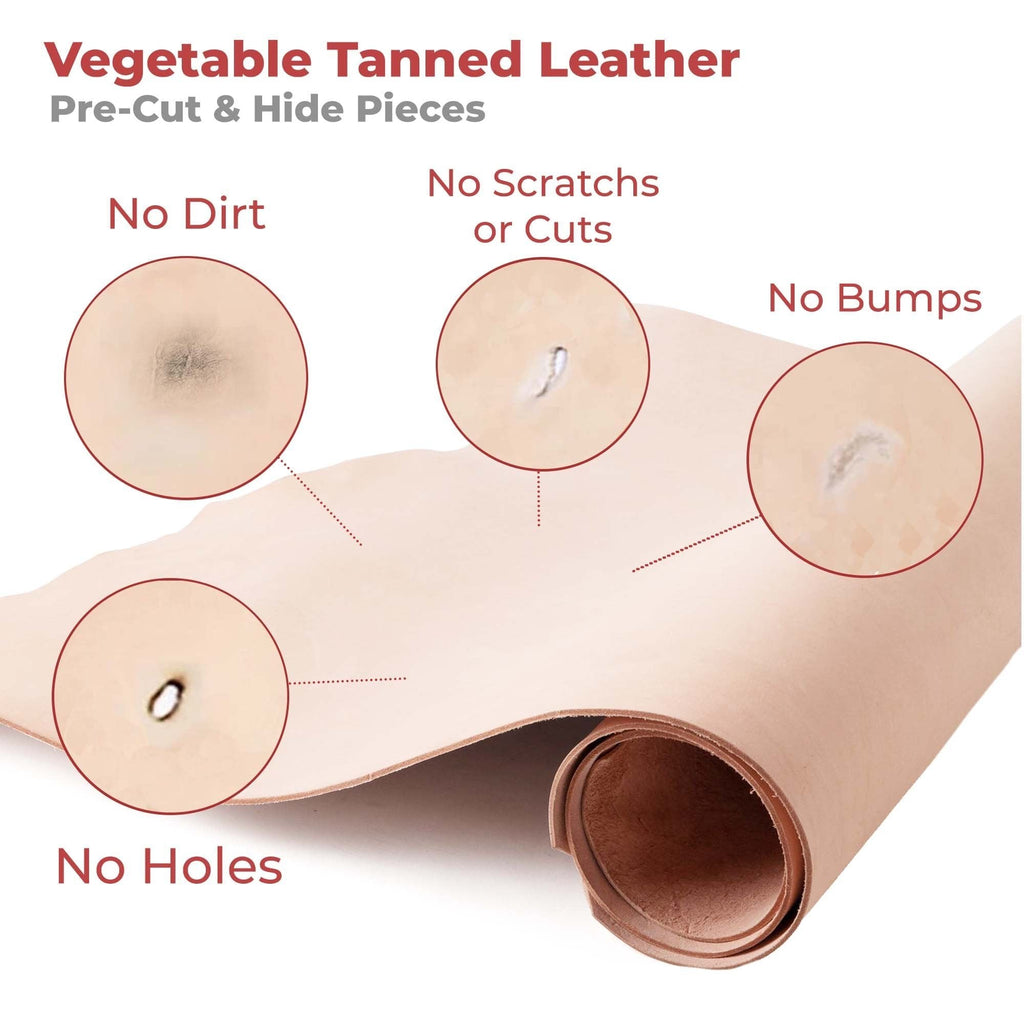 ELW 7-8 oz.(3-3.2 mm) Thickness Pre-Cut Square Tooling Leather Vegetable Tanned Full Grain Leather - Cowhide Leathercraft for Holsters Knife Sheaths Coasters Molding Emboss Stamp Cases