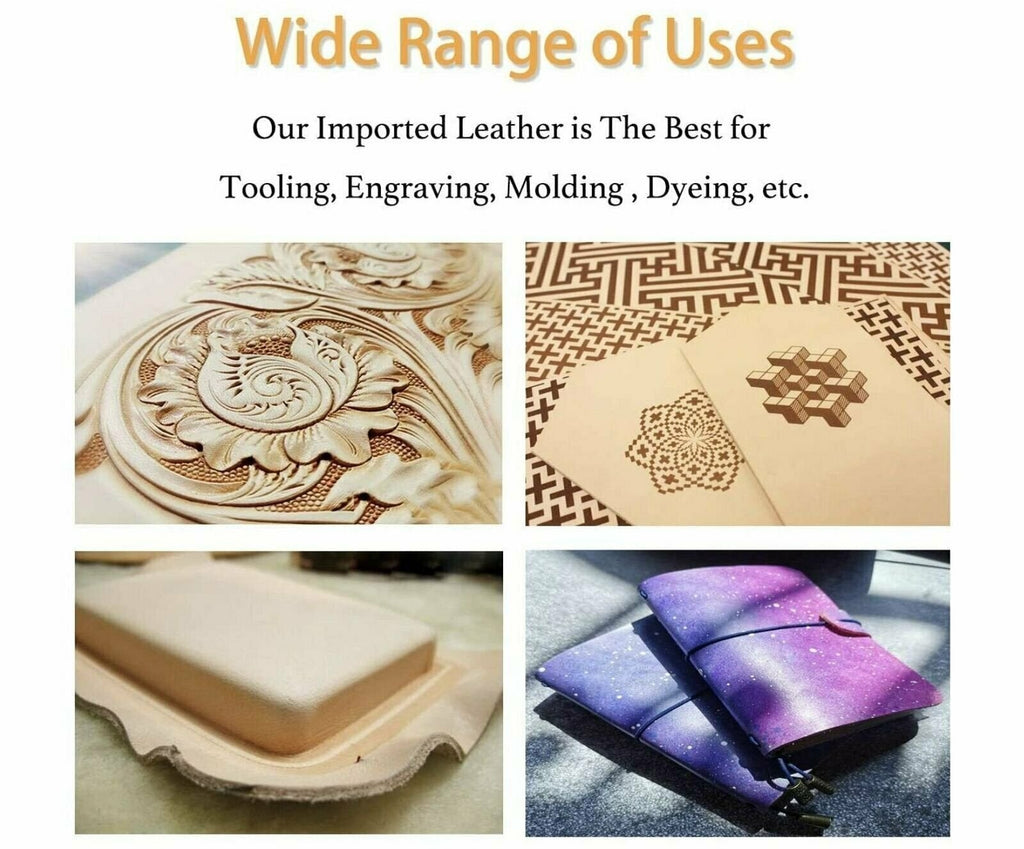 Veg Tan 2 Piece Set Special Offer Full Grain Leather 8-9oz (3-3.6mm) Thickness Pre-Cut - Import AA Grade Tooling Cowhide Leather Hide - Vegetable Tanned Leather for Tooling,Carving,Molding,Dyeing