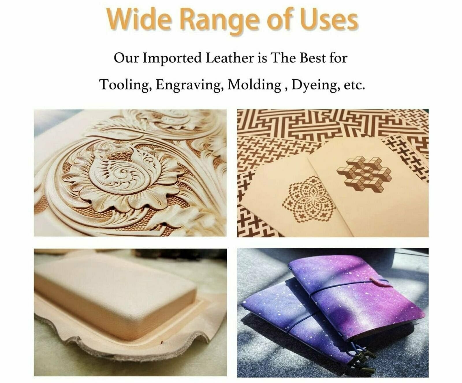 Veg Tan 2 Piece Set Special Offer Full Grain Leather 8-9oz (3-3.6mm) Thickness Pre-Cut - Import AA Grade Tooling Cowhide Leather Hide - Vegetable Tanned Leather for Tooling,Carving,Molding,Dyeing