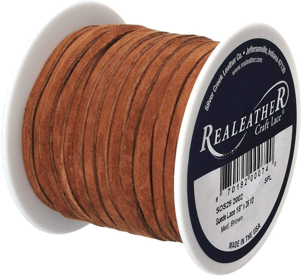 Realeather Suede Lace, 1/8" x 25 yd, Multicolors Available