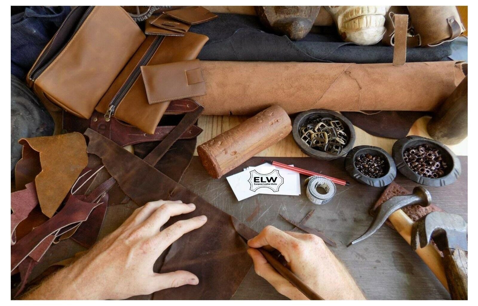 5-6 oz. (2-2.4mm) Full Grain Leather Cowhide | 24"×24" Bourbon Brown
