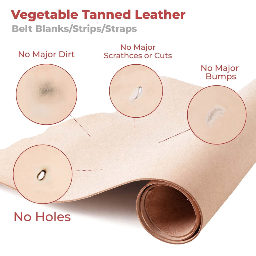9-10 oz. (3.4-4 mm)  ELW Leather Blank Belt & Straps - Cowhide Vegetable Tanned 40" to 84" Lengths