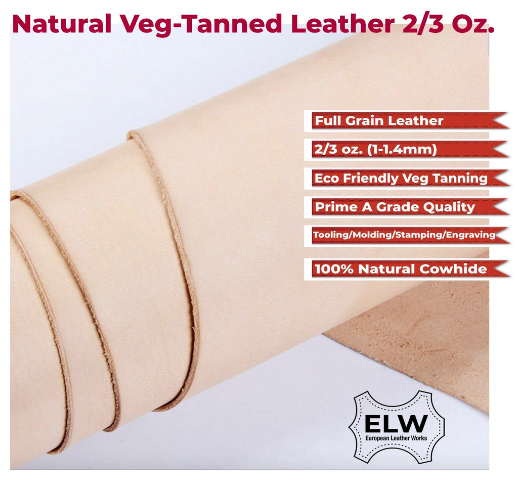 Veg Tan Tooling Leather 2 Piece Special Price 2/3 oz (1-1.4mm) Pre-Cut Shapes 6" to 48" Import AA Grade Natural Cowhide Leathercraft, Molding, Holster, Armour, Projects, Repair, Lining