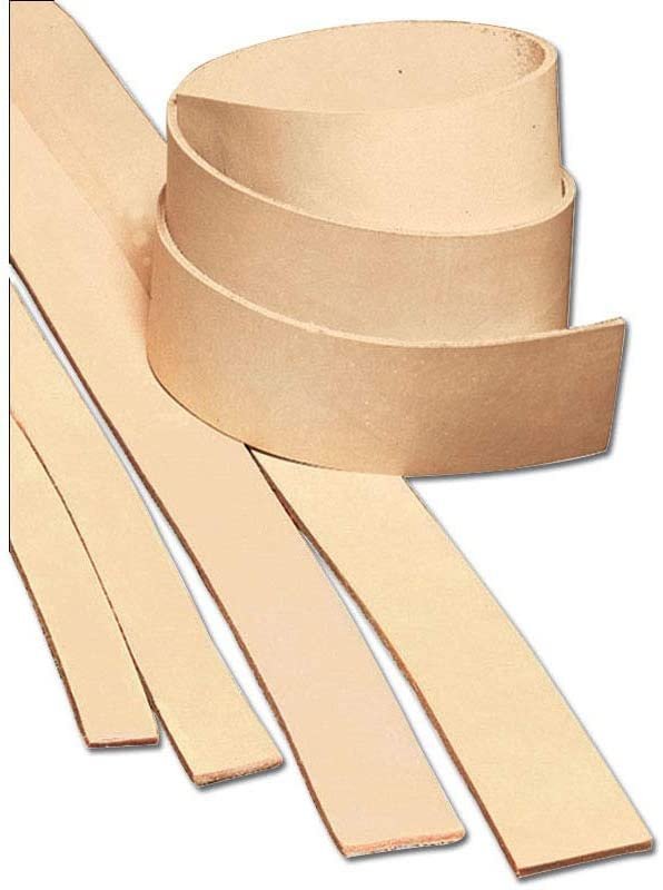 European Leather Works 8-9 oz (3.2-3.6mm) Heavyweight Natural Vegetable Tanned Cowhide Leather Strip 2" (51 mm) x 50" (1.3 m)