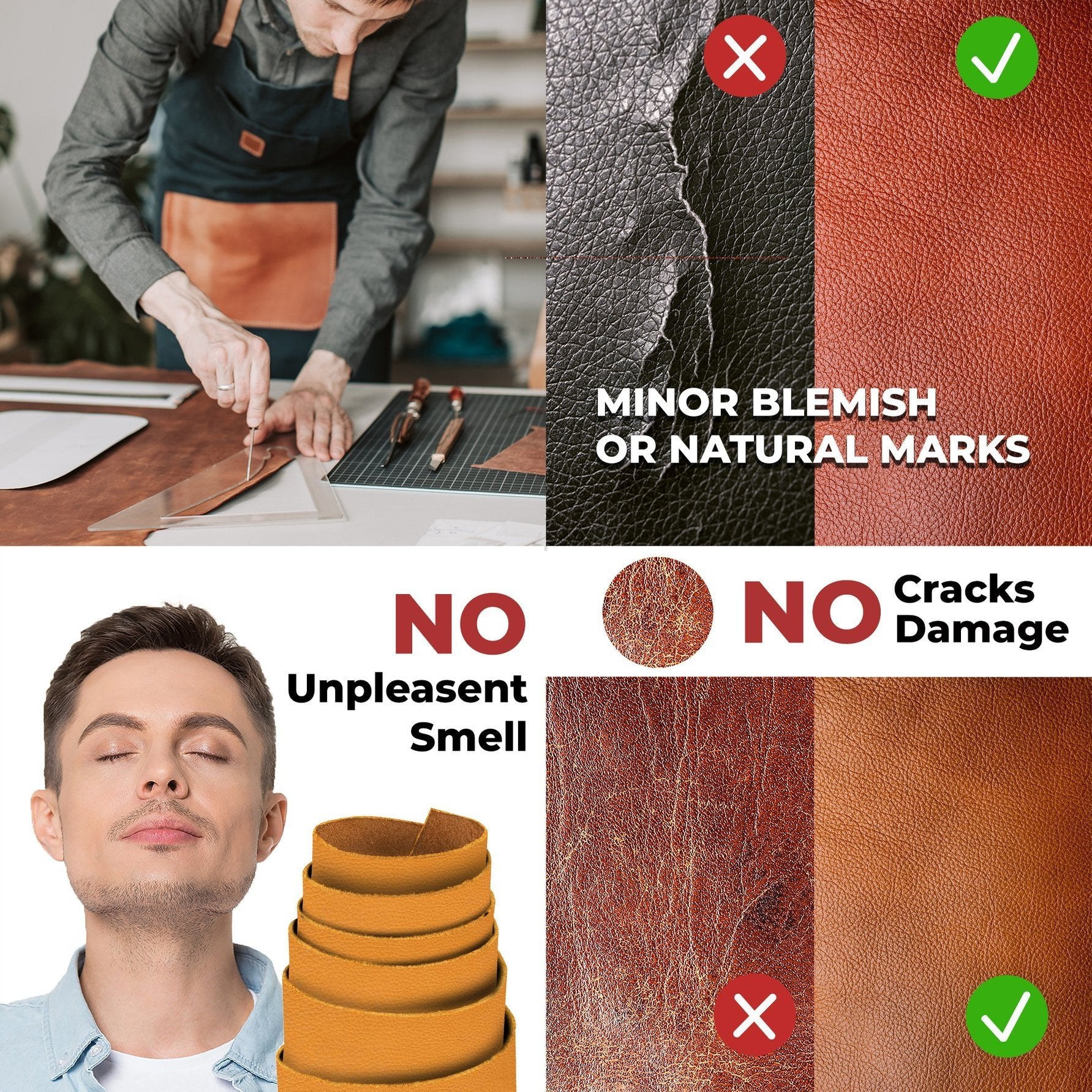 ELW Genuine American Leather Bison 8-9 oz (3.2-3.4mm) Pre-Cut - 4 to 23 SQ FT -Full Grain Leather Bison Hide DIY Craft Projects, Bag, Chap, Motorcycle, Clothing, Jewelry, Moccasins