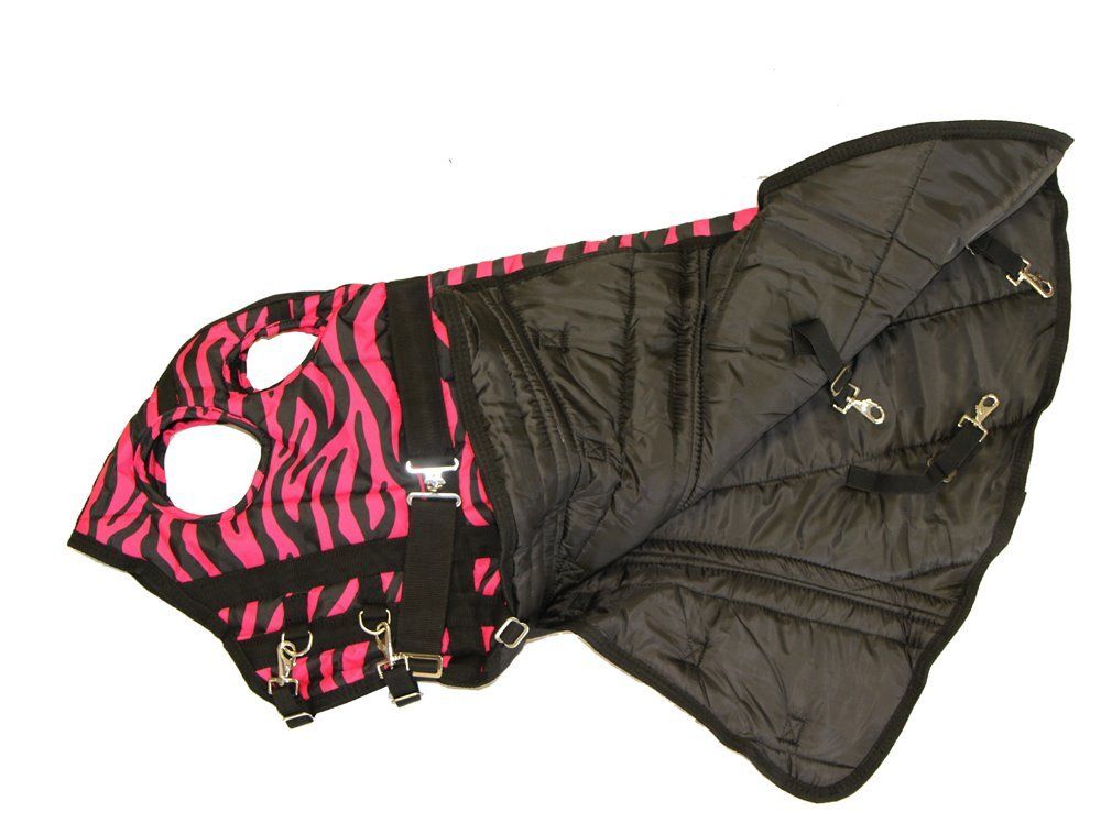 AJ Tack 600D Waterproof Hood - Pink Zebra - Small