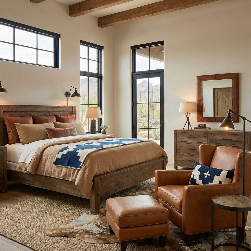 PRESIDIO NAVY + CREAM 100% COTTON -- 54"x74" Oversized Throw Blanket