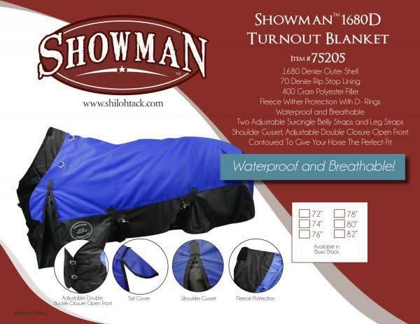 Waterproof and Breathable Showman™ 1680 Denier Turnout Blanket