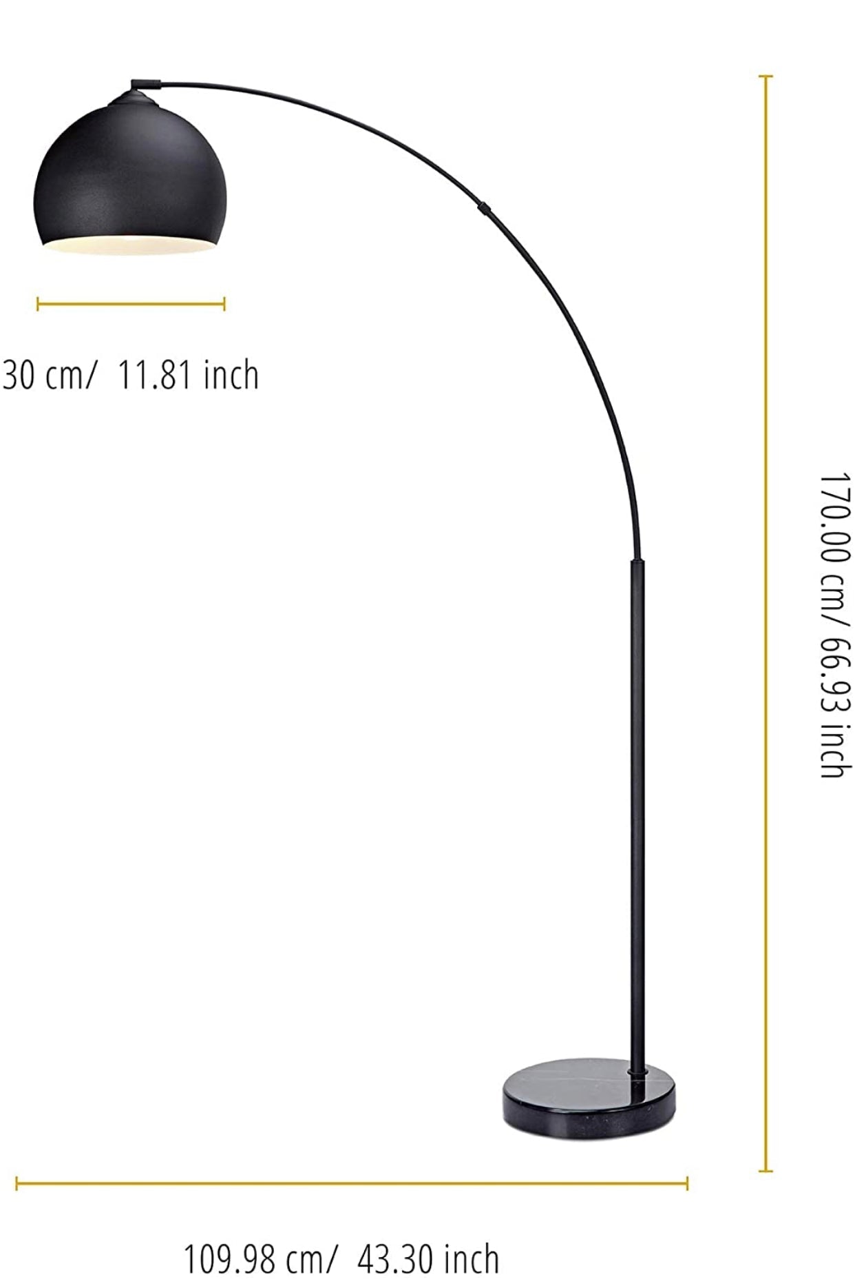 Over The Couch Arc Floor Lamp with Globe Shade, Matches Your Living Room Decor - Standing Light Tall (4-Colors)