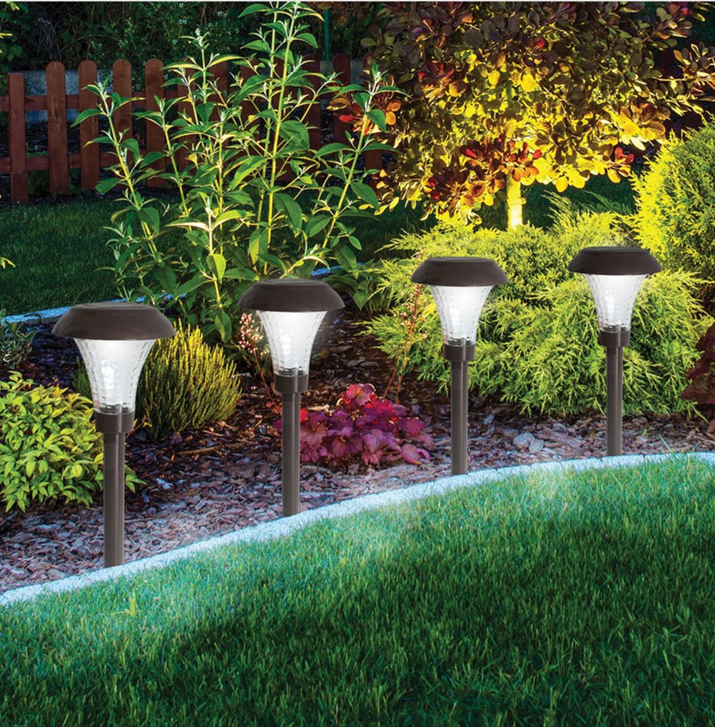 LumenX Solar LED Pathway Lights, Silver Stainless-Steel Finish, 18.5-Inch Outdoor Garden Lights – 16-Pack