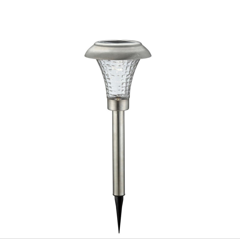 LumenX Solar LED Pathway Lights, Silver Stainless-Steel Finish, 18.5-Inch Outdoor Garden Lights – 16-Pack