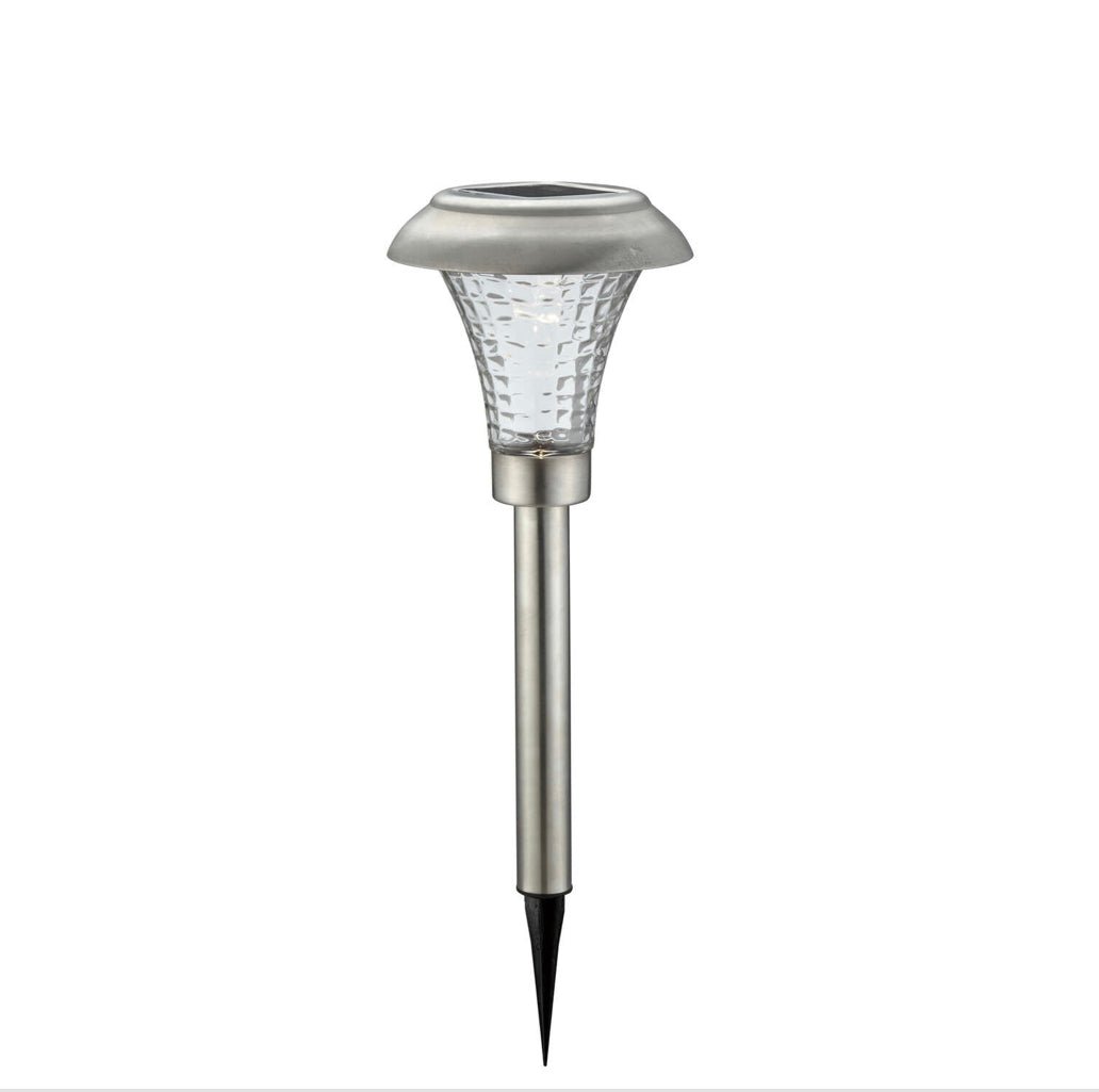 LumenX Solar LED Pathway Lights, Silver Stainless-Steel Finish, 18.5-Inch Outdoor Garden Lights – 16-Pack