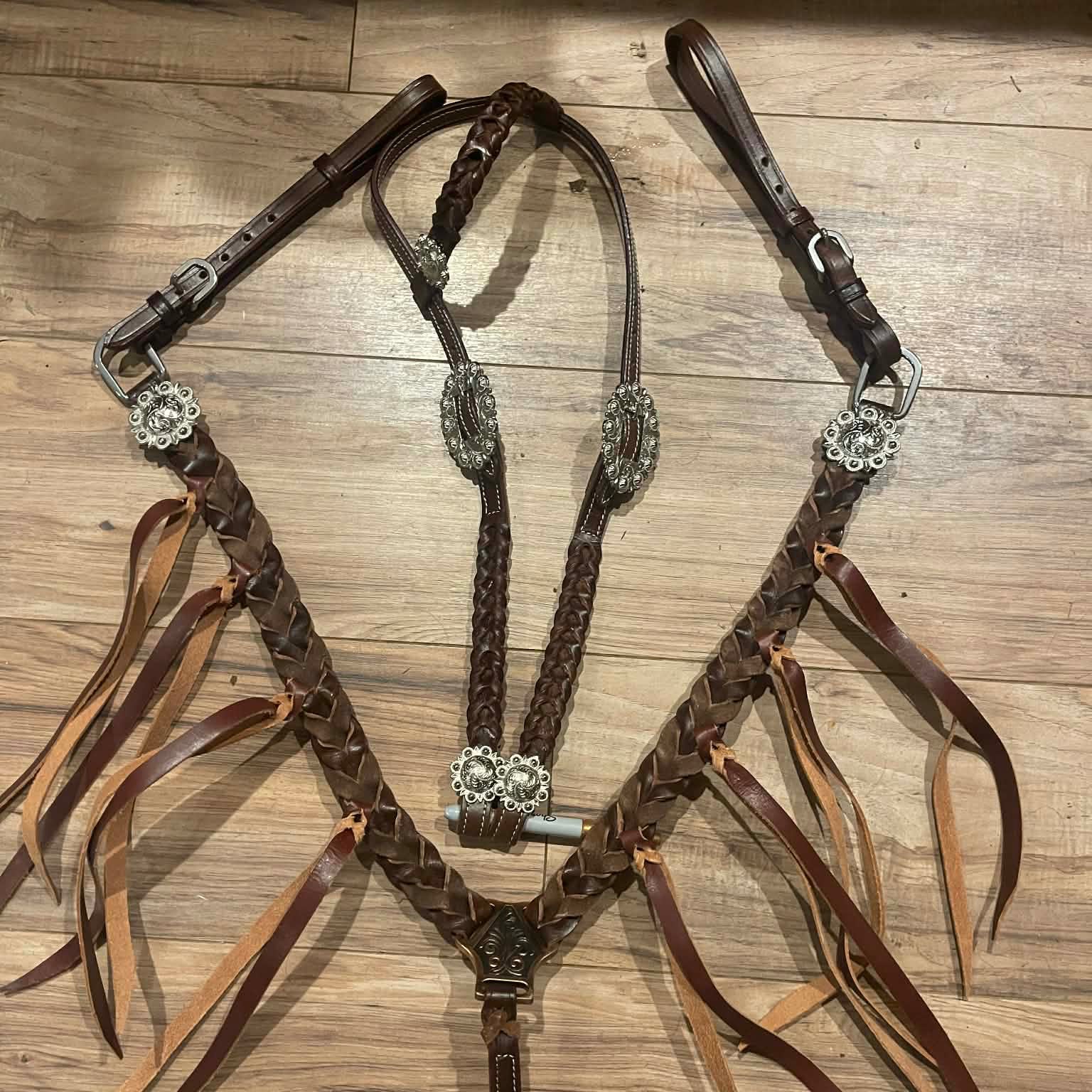 Made to Order Western Tack Set - Brown Braided Leather with Fringe (BHT022)