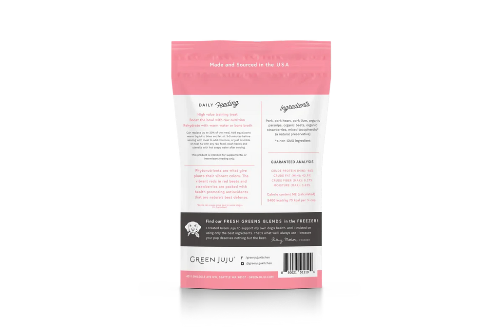 Green Juju Freeze Dried Pork Pink Whole Food Bites (3OZ)