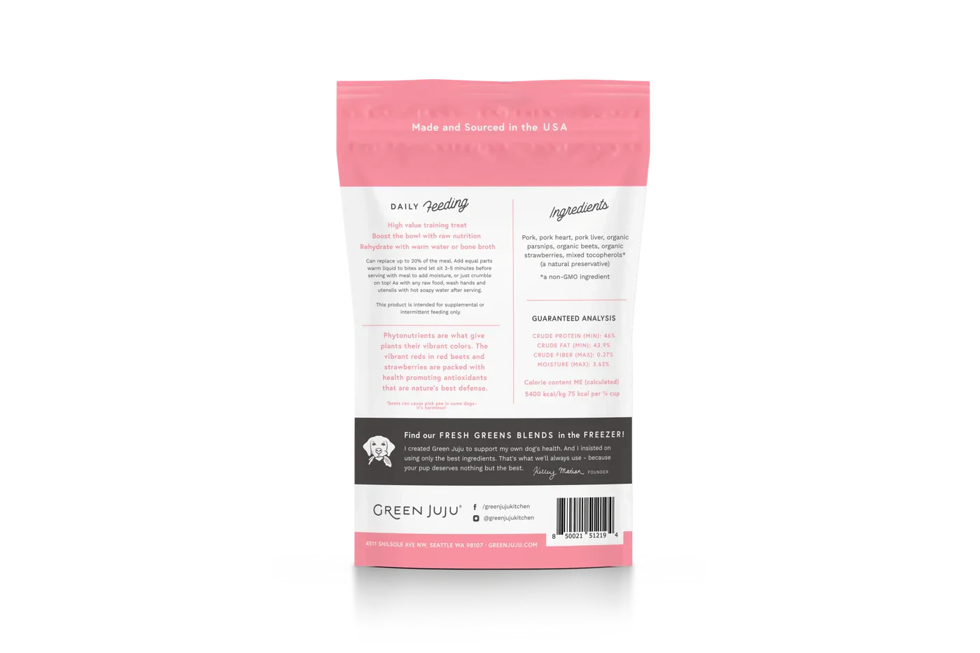 Green Juju Freeze Dried Pork Pink Whole Food Bites (3OZ)