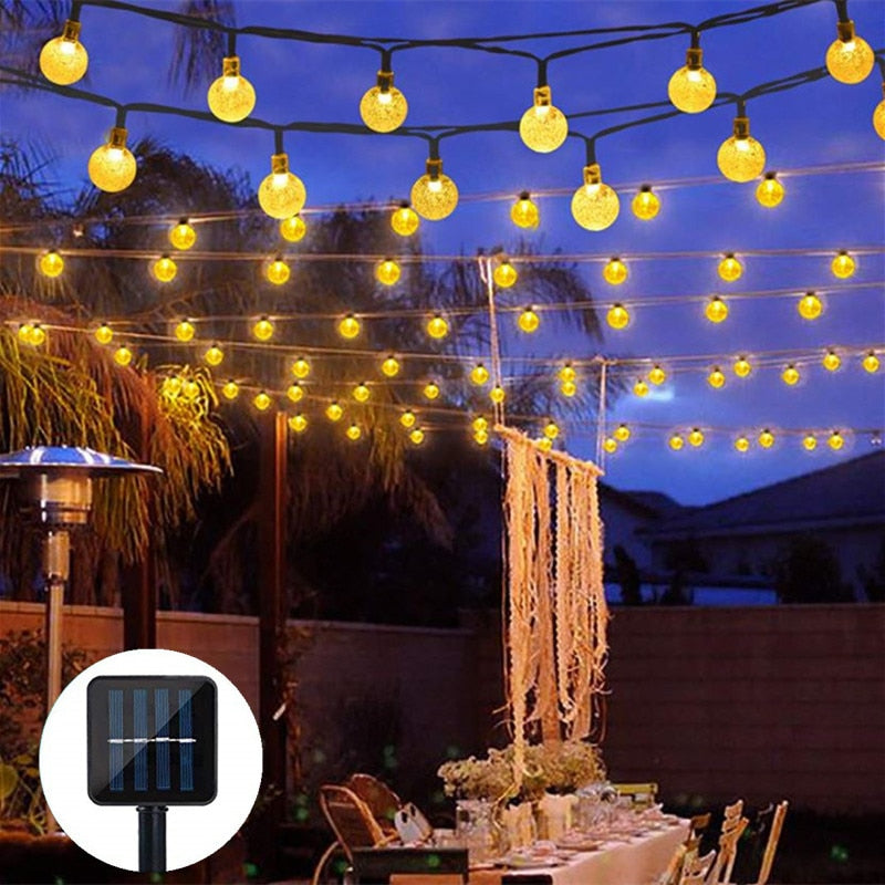 50 LED Solar Lamp Crystal Ball Globe Bulbs Waterproof -27Ft