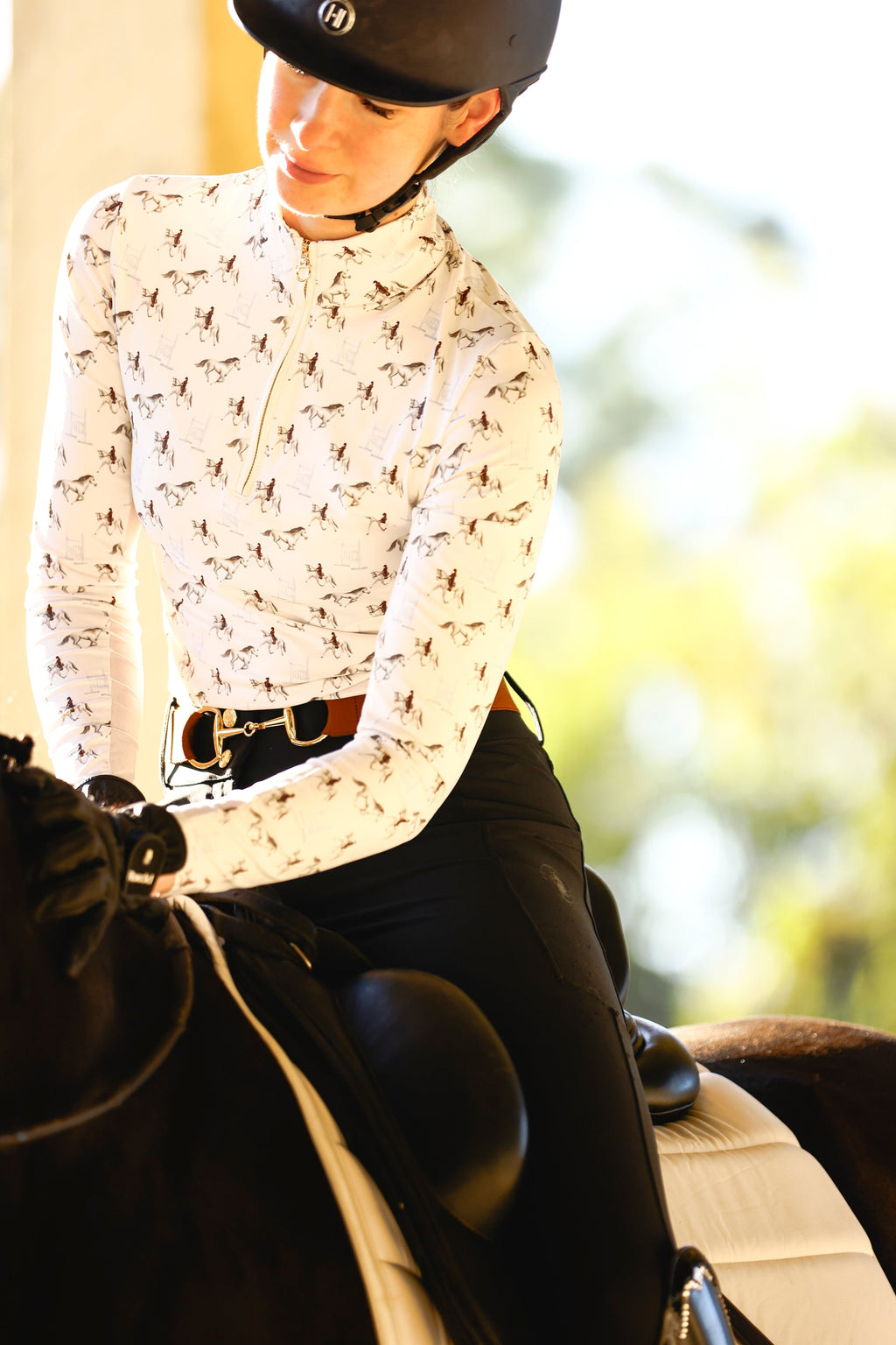 Ladies Grey Horse Sun Shirt