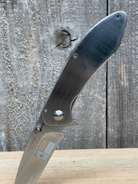 #1108CSS - TEXAS FLAG STAINLESS STEEL EASY OPEN CLIP KNIFE W/ LINER LOCK - 4"