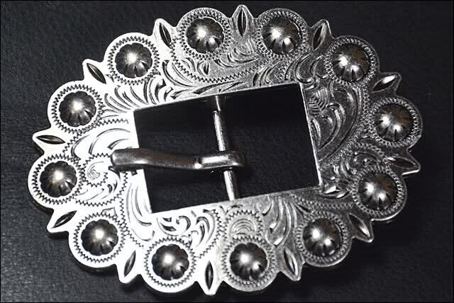 Screw Back Concho Stainless Steel Ed Leather Belt Floral Buckle Set