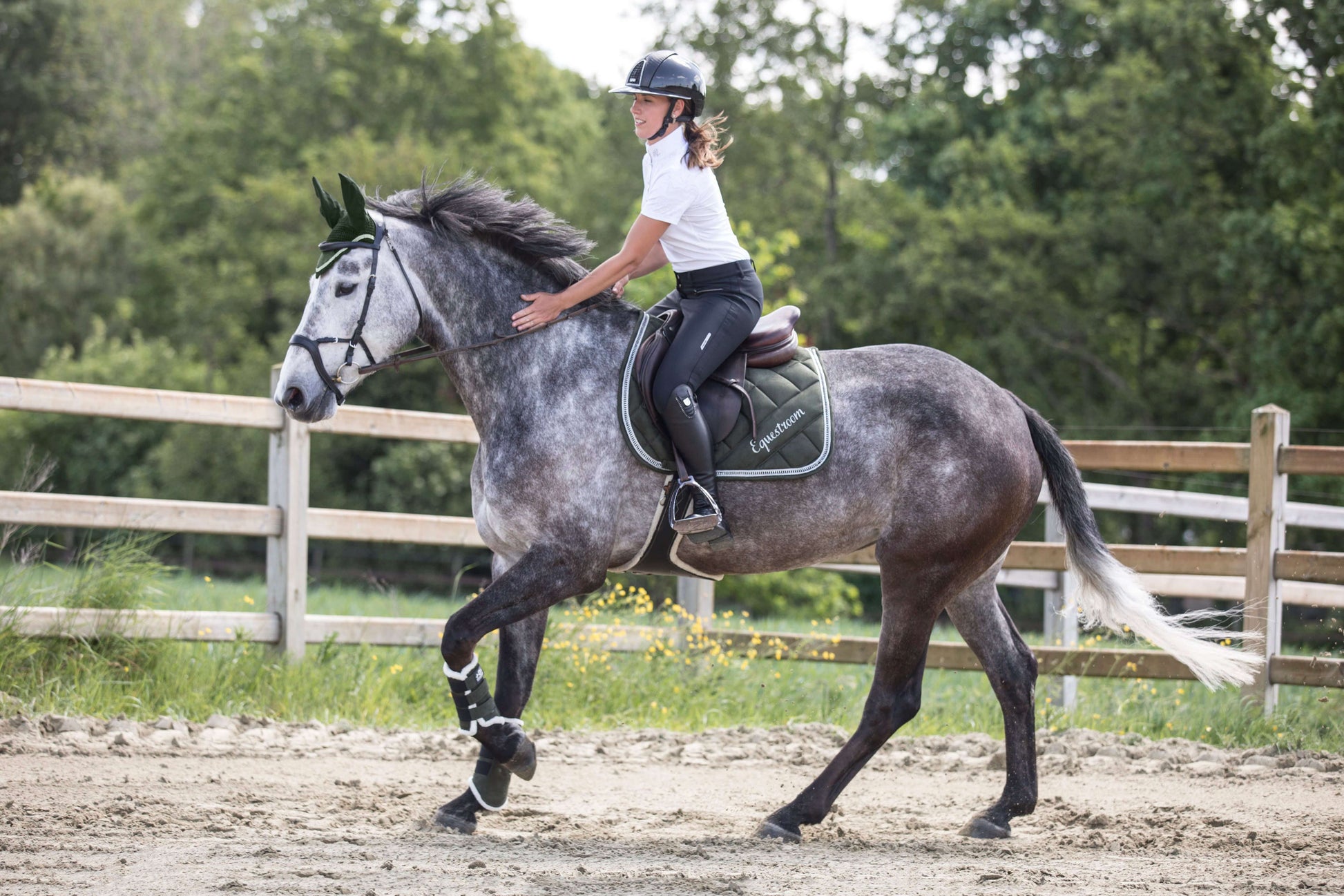 Sage Green Suede Saddle Pad Set