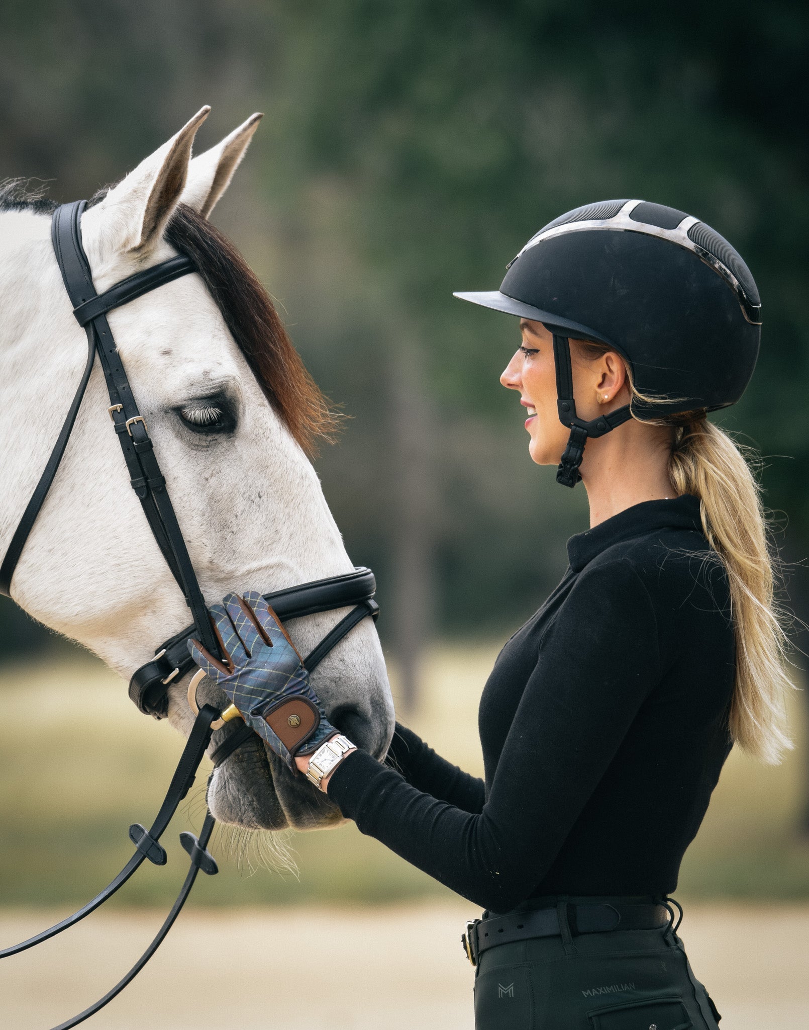 Riding Gloves, Hunter Field Plaid