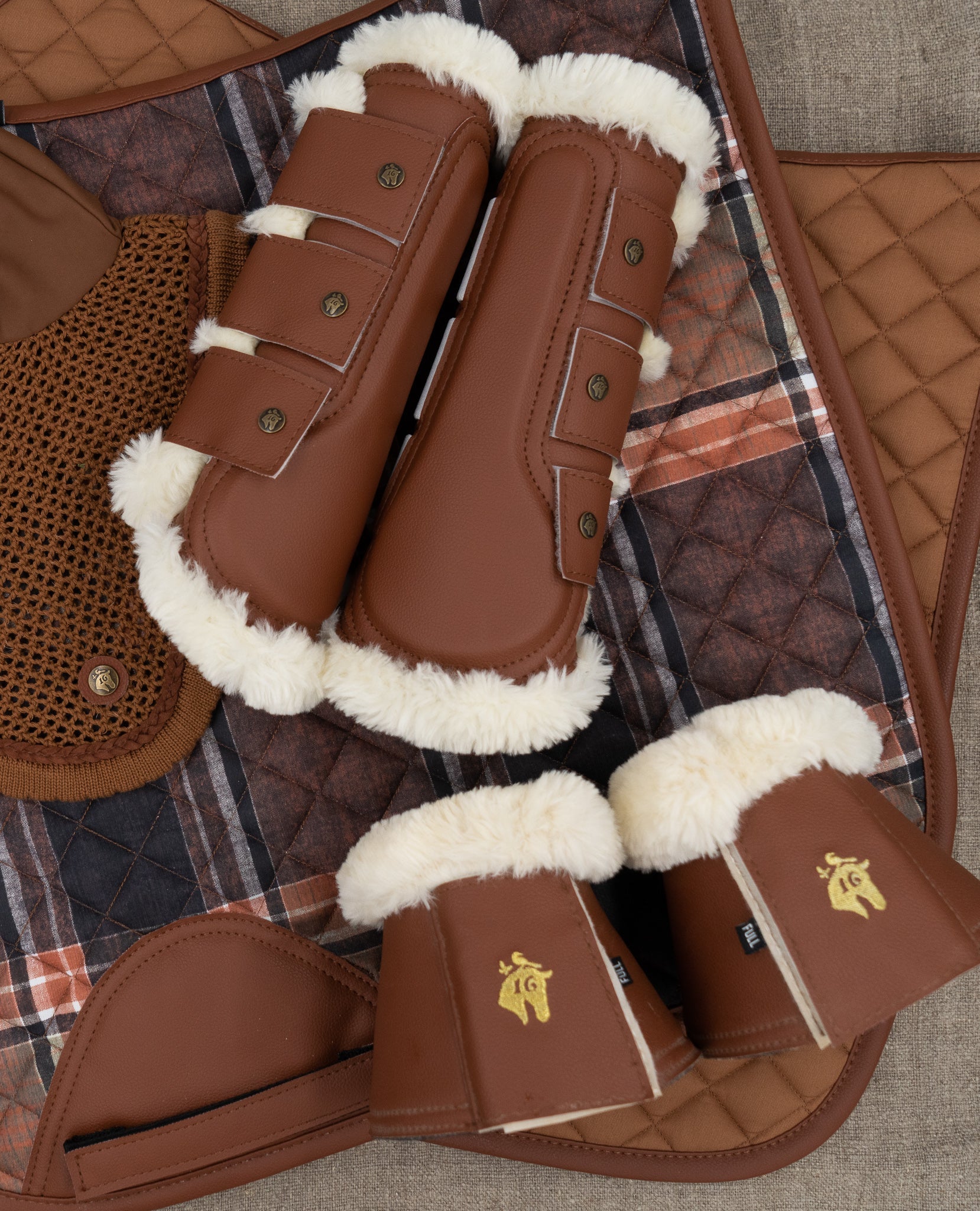 Leatherette Bell Boots, Cognac