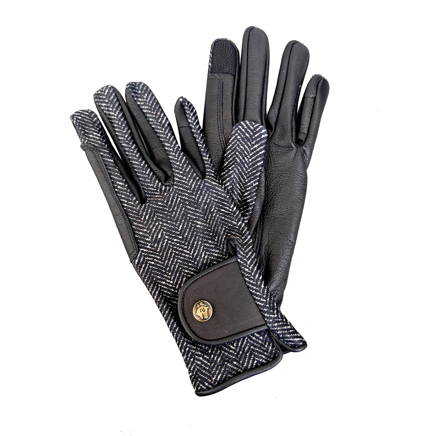 Riding Gloves, Black Herringbone
