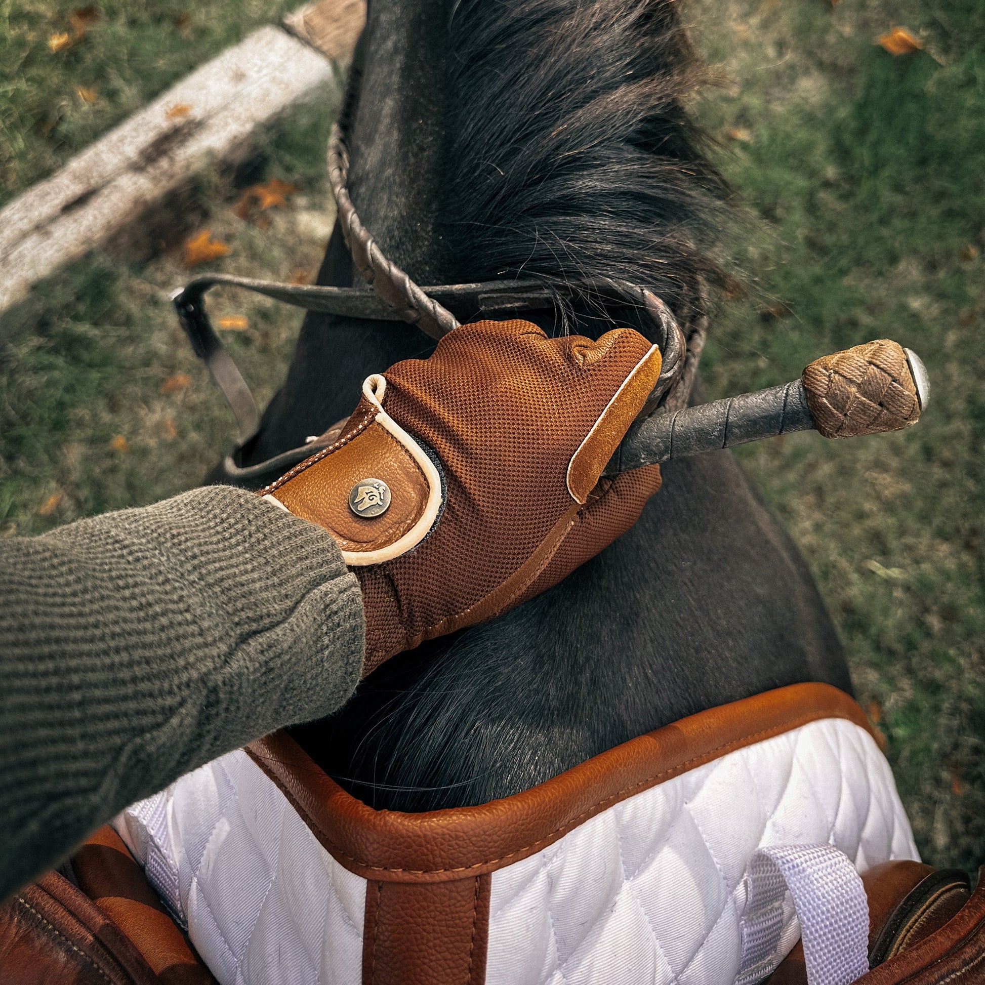 Riding Gloves, Navy & Cognac