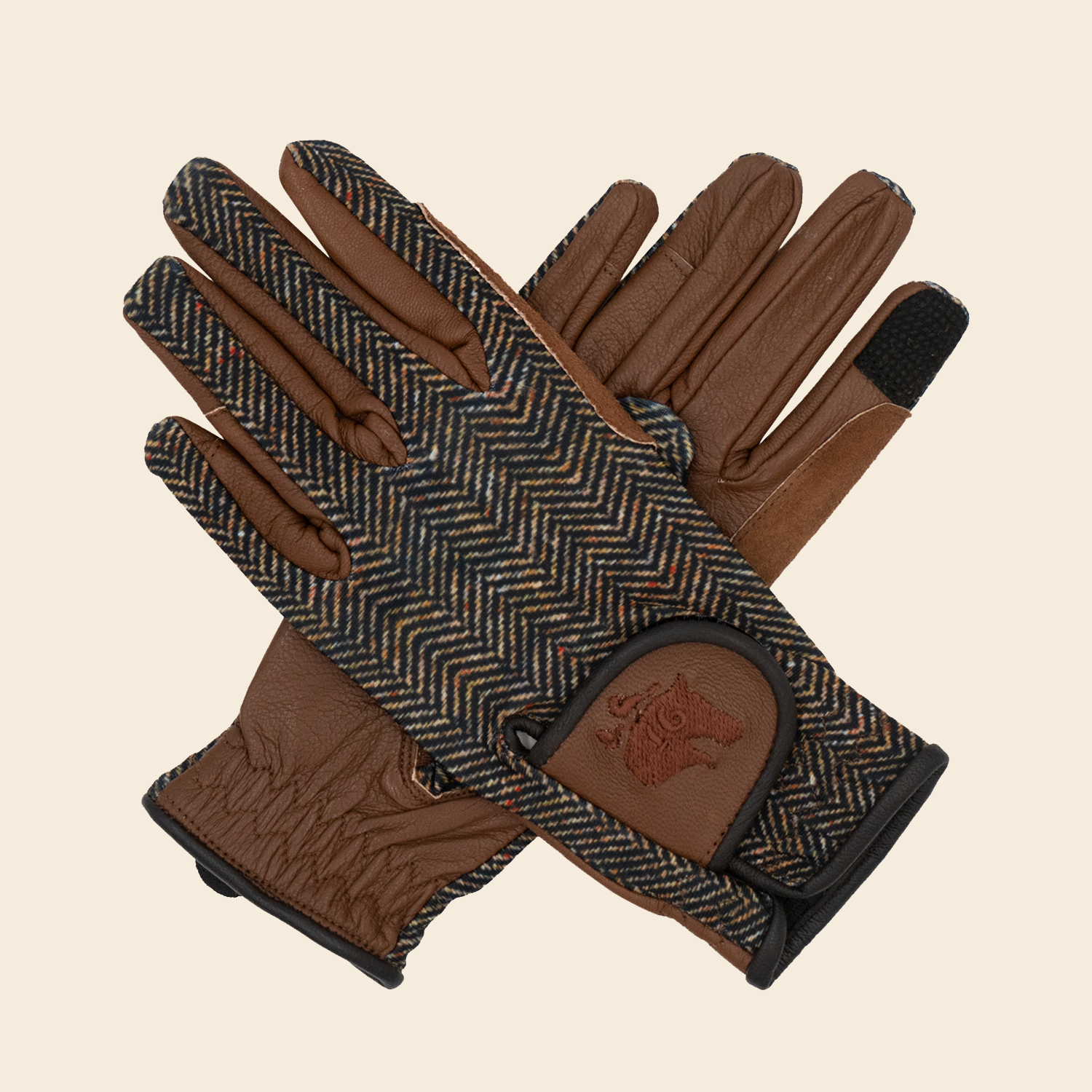 Riding Gloves, Herringbone & Cognac